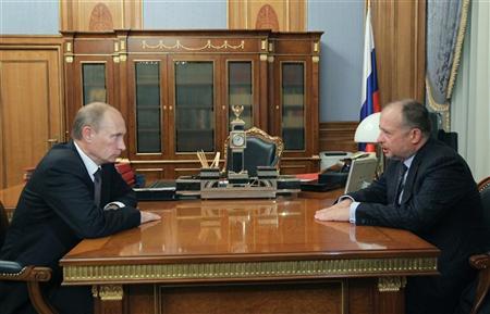  Vladimir Putin meets with Novolipetsk Steel (NLMK) Chairman Vladimir Lisin in Moscow 