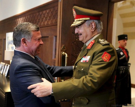 King Abdullah welcomes Haftar in Amman