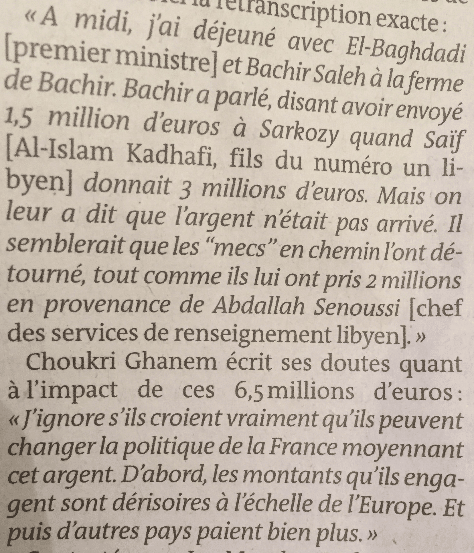 صورة مقطعين تحدث فيهما شكري عن قضية التمويل المزعوم لحملة ساركوزي الإنتخابية